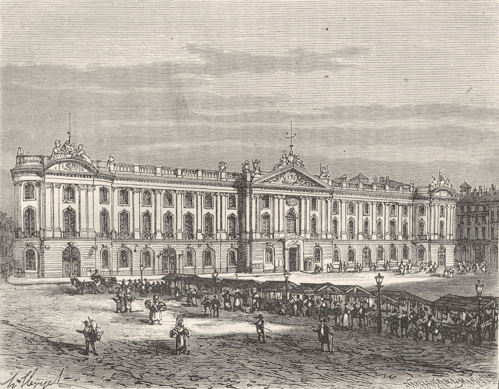HAUTE-GARONNE. Le Capitole, a Toulouse 1881 old antique vintage print picture
